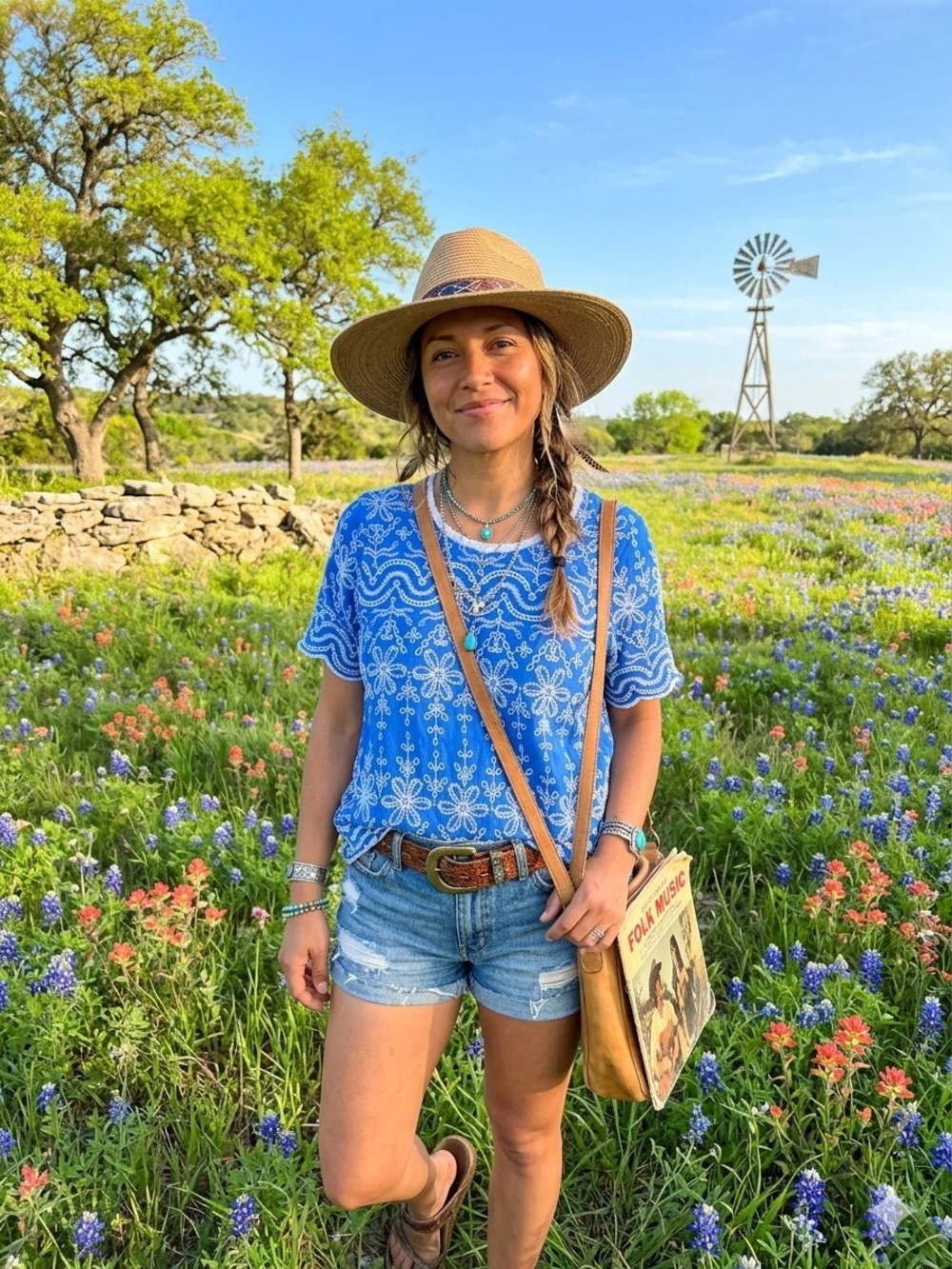 Solitaire Blue & White Short-Sleeve Embroidered Tee